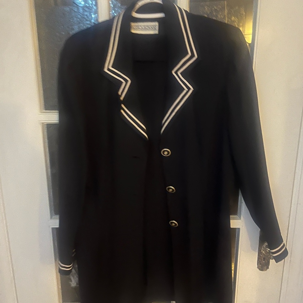 Jessica Howard Navy Blazer with White Accents | Coastal Outings | Size M